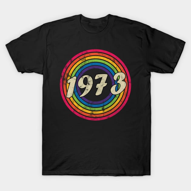 1973 - Retro Rainbow Faded-Style T-Shirt by MaydenArt